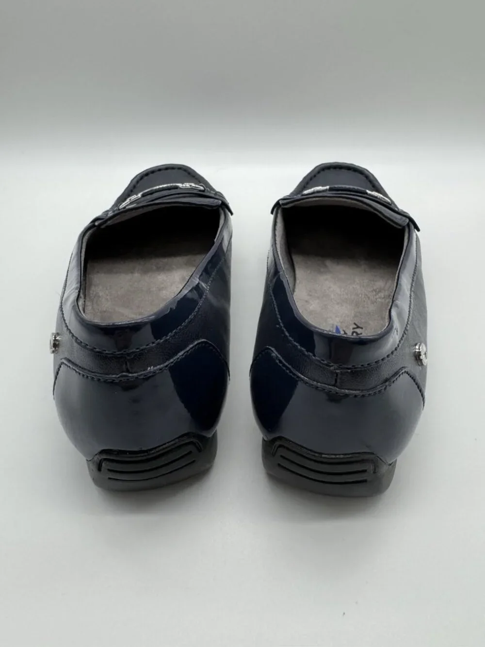 Lifestride Velocity Memory Foam Womens 7W Navy Blue Driving Loafers Moccasins